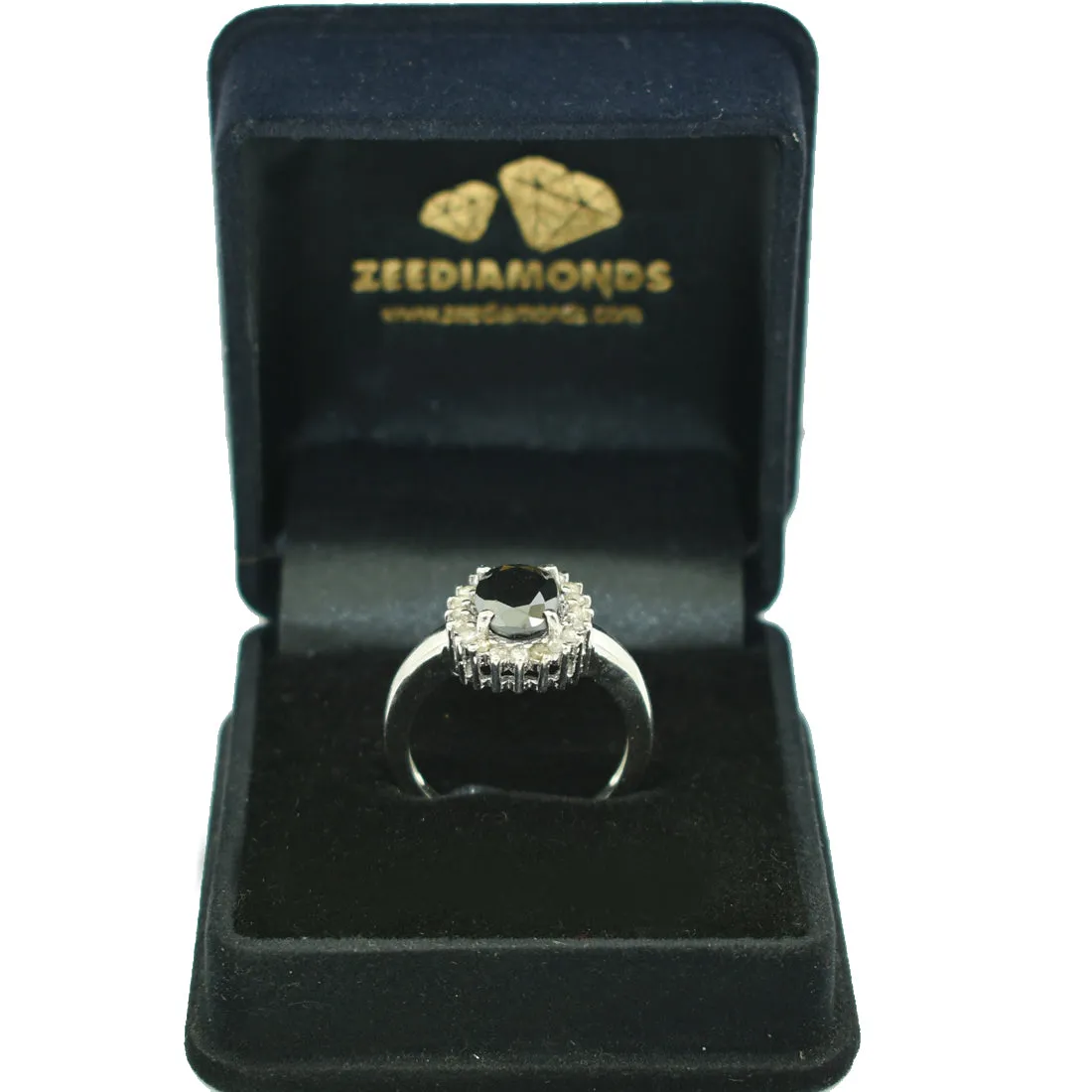 3 Ct Very Elegant Black Diamond Designer Ring With Diamond Accents, Great Design & Amazing Look