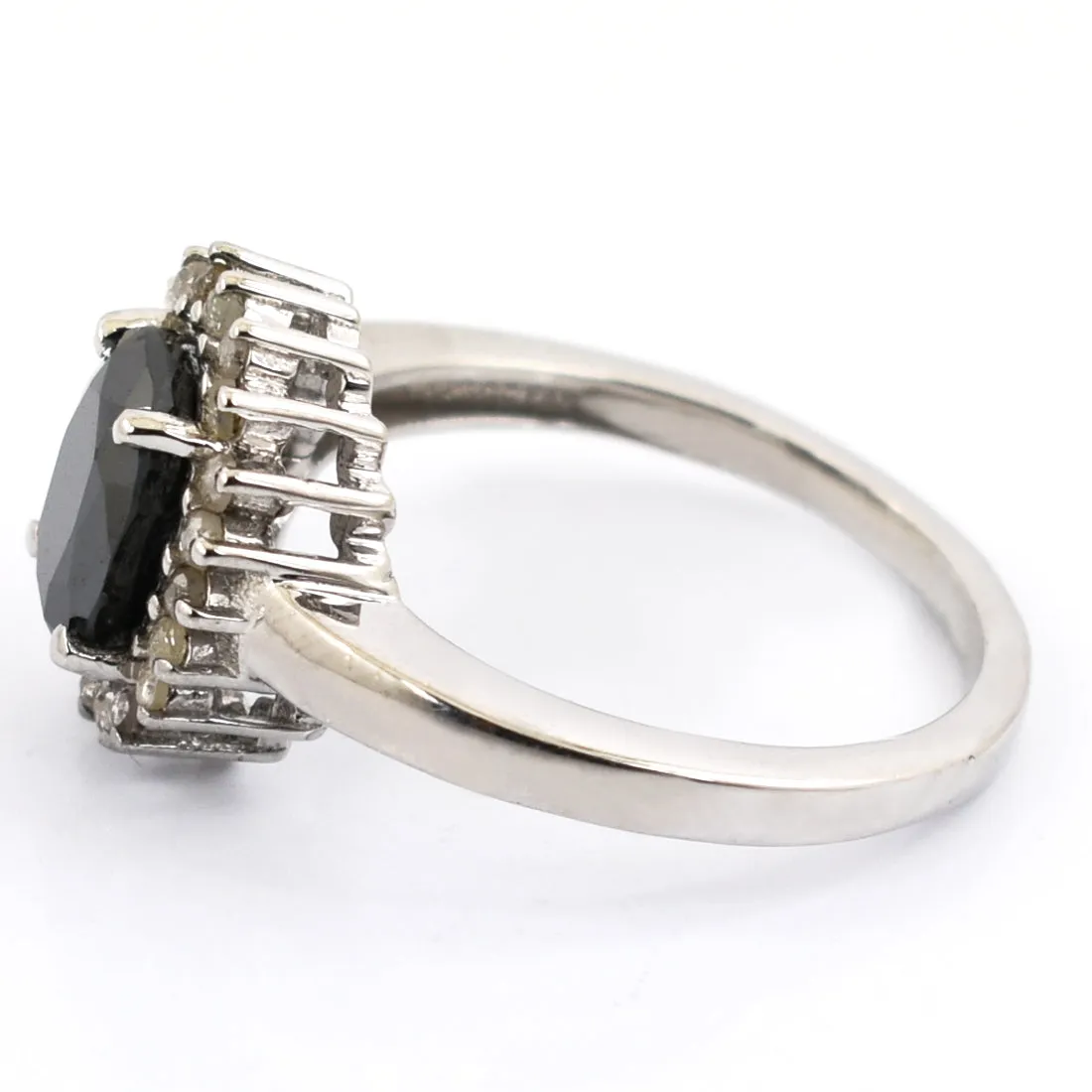3 Ct Very Elegant Black Diamond Designer Ring With Diamond Accents, Great Design & Amazing Look