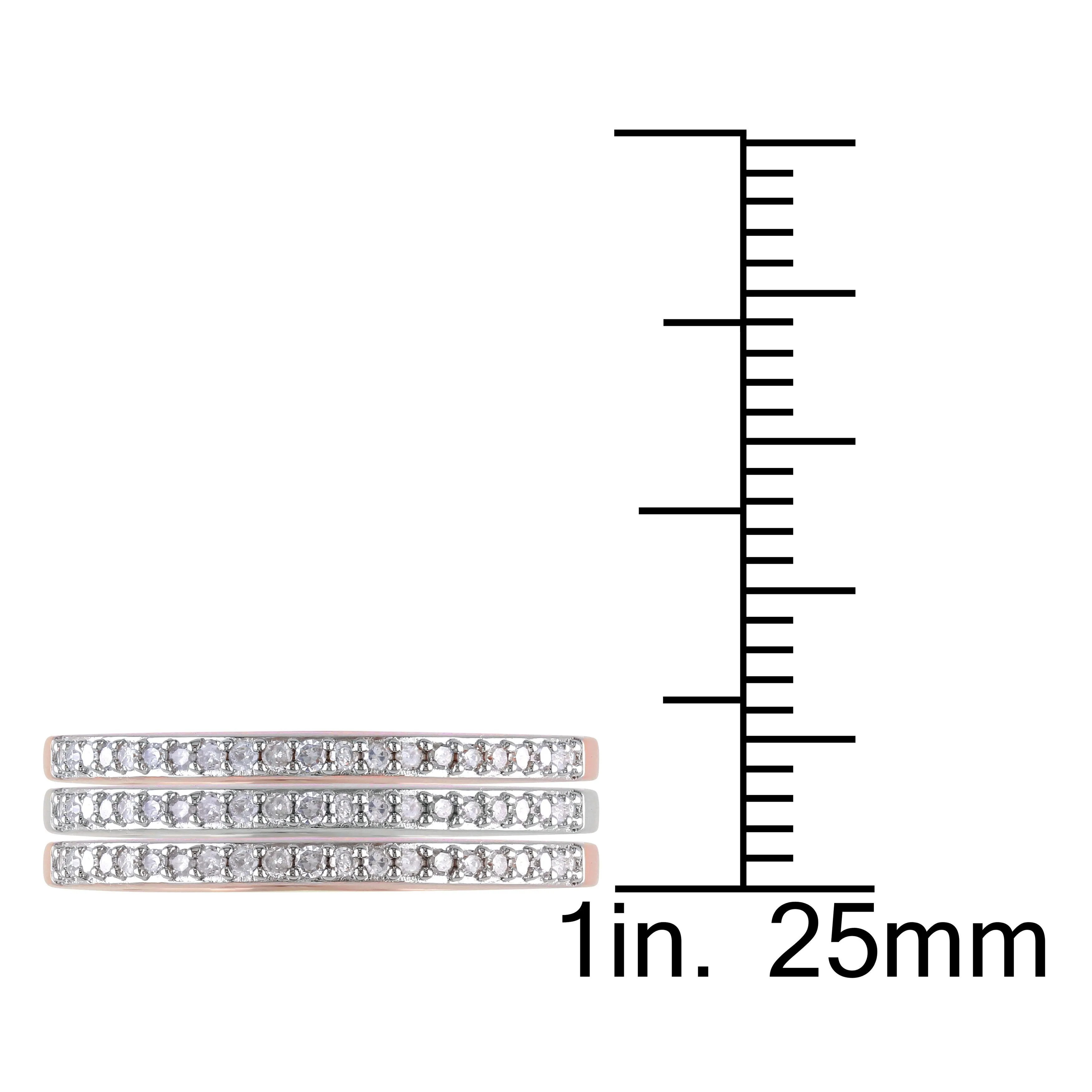 3 Pc Set Of 10K Pink & White Gold 1/2ct TDW Semi Eternity Rings