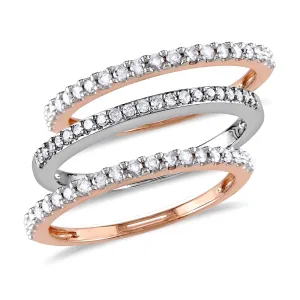 3 Pc Set Of 10K Pink & White Gold 1/2ct TDW Semi Eternity Rings
