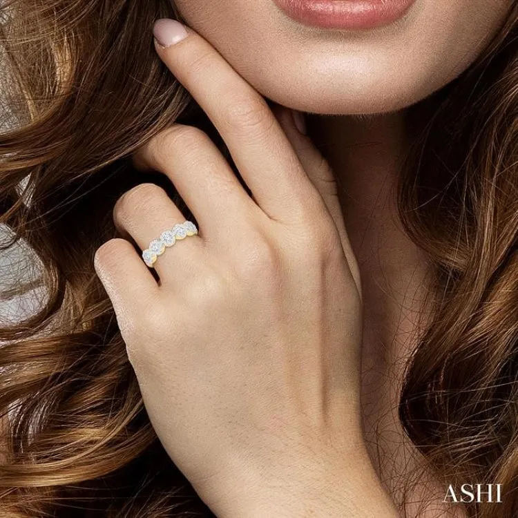 3/4 ctw 5-Stone Lovebright Round Cut Diamond Ring in 14K Yellow & White Gold