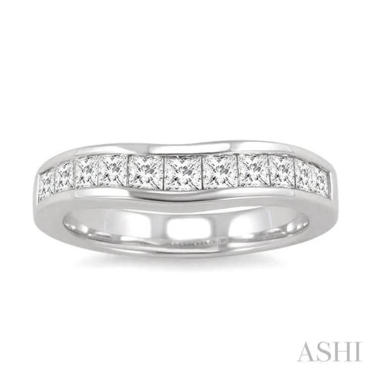 3/4 ctw Princess Cut Diamond Matching Wedding Band in 14K White Gold