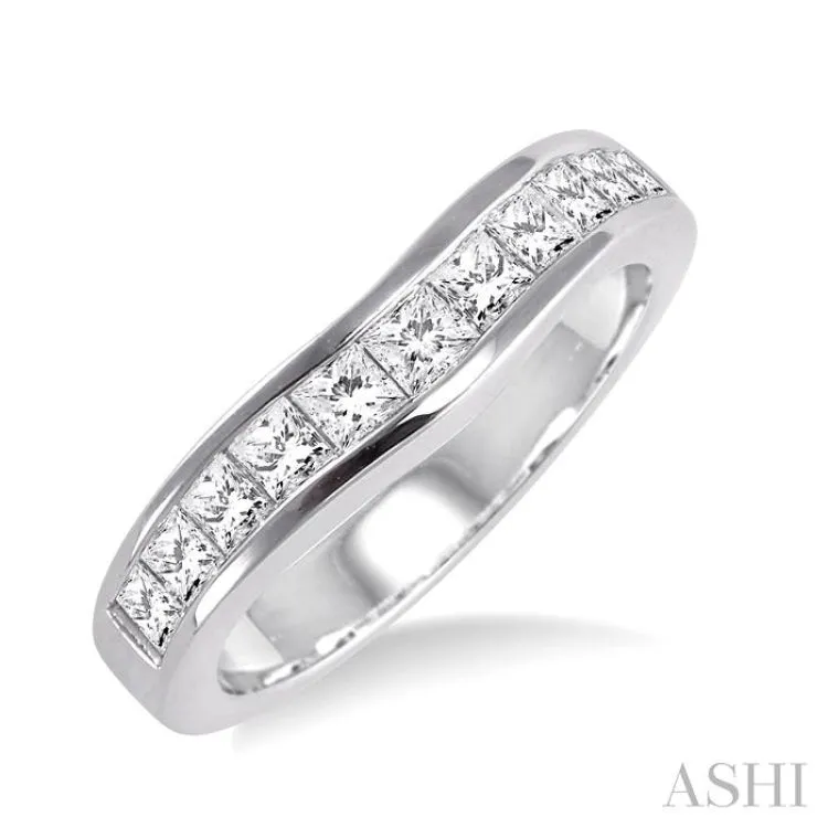 3/4 ctw Princess Cut Diamond Matching Wedding Band in 14K White Gold