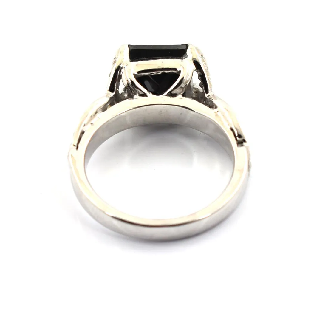 3.50 Ct Amazing Black Diamond Engagement Ring With White Diamond Accents. AAA Certified! Great Shine