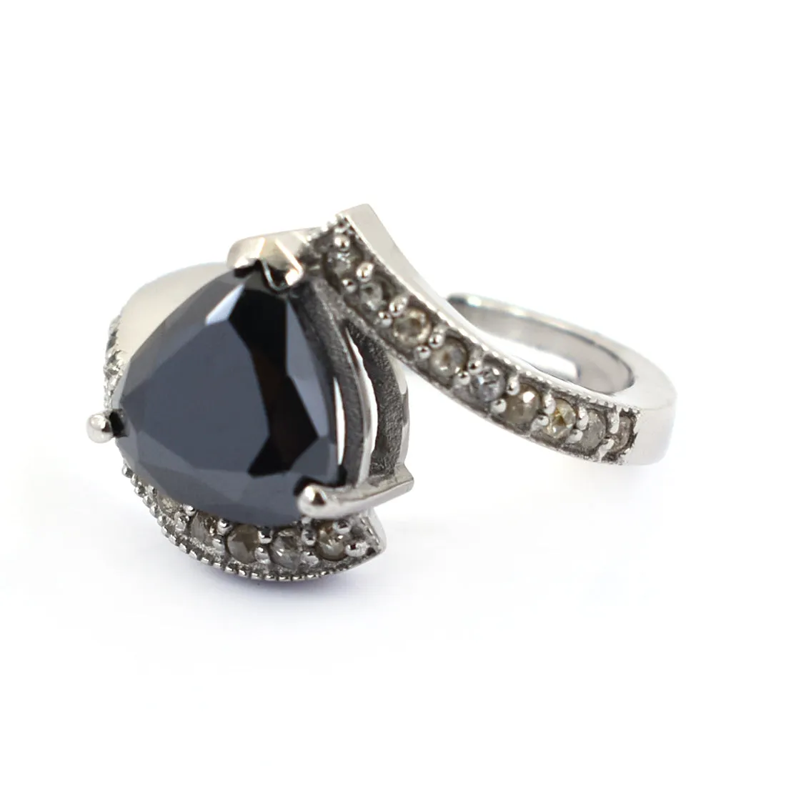 3.50 Ct Gorgeous Black Diamond Designer Ring With Diamond Accents, Amazing Shine & Great Shine