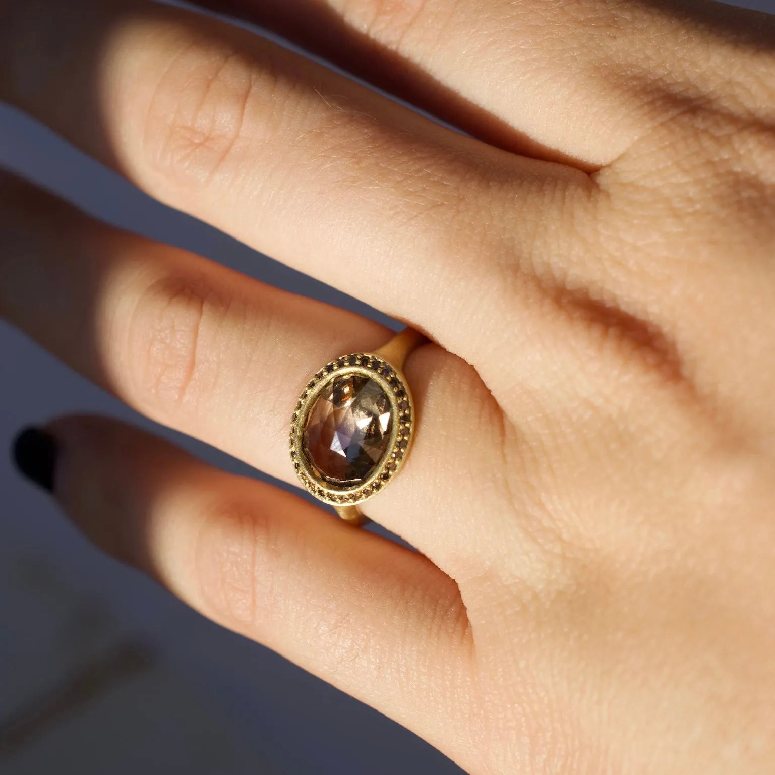 3ct Rose Cut Champagne Diamond Ring
