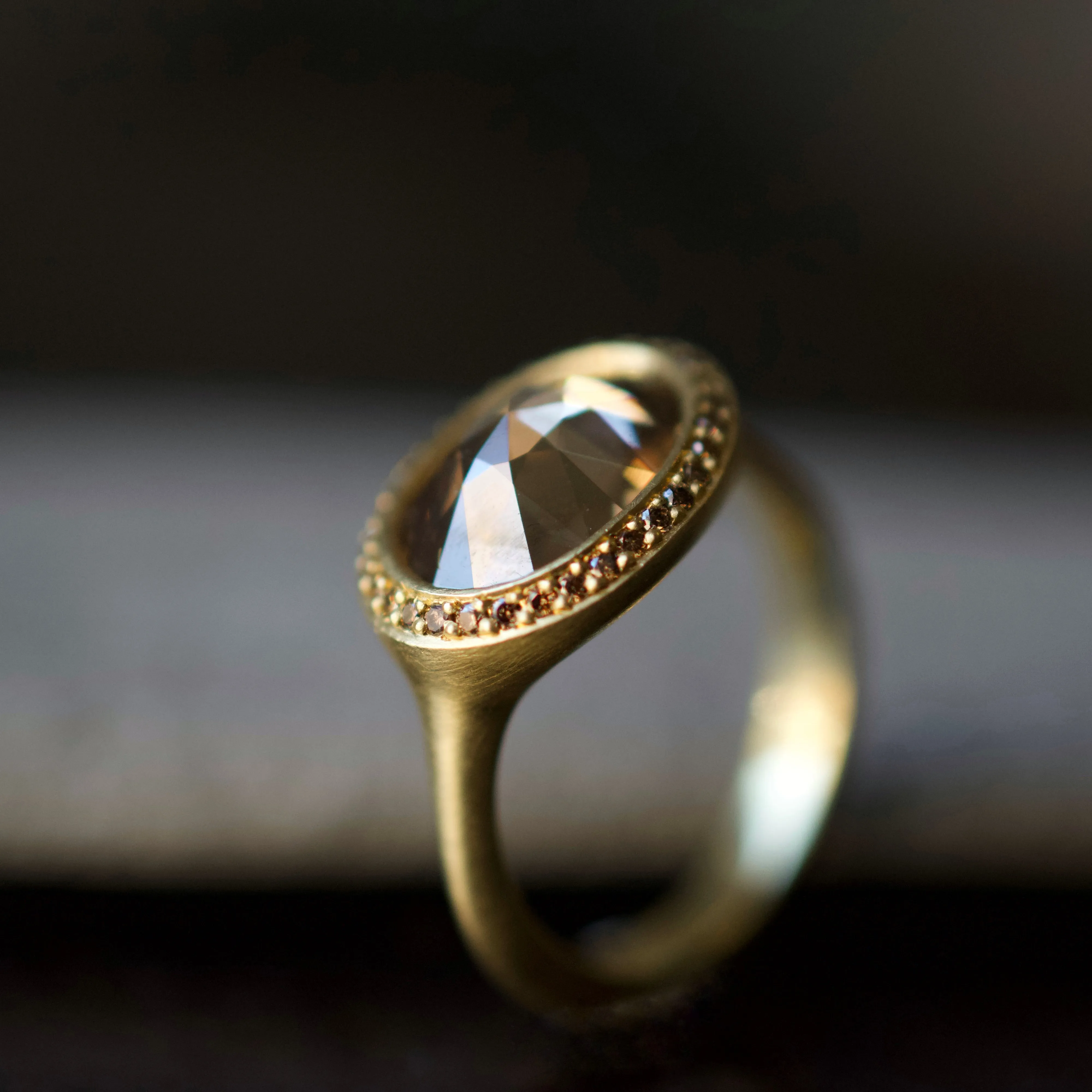 3ct Rose Cut Champagne Diamond Ring