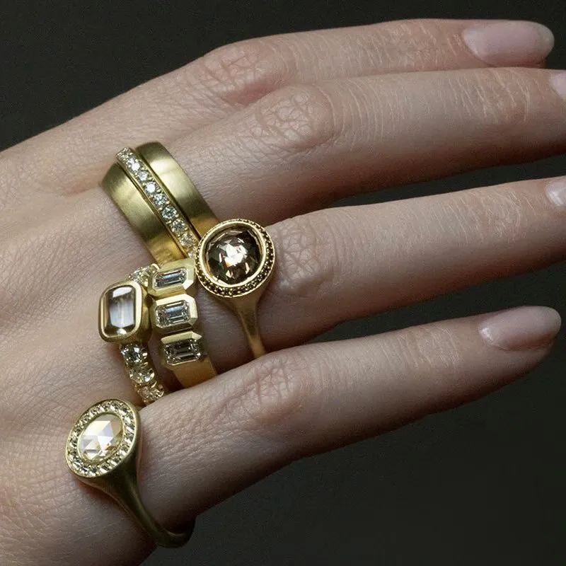 3ct Rose Cut Champagne Diamond Ring