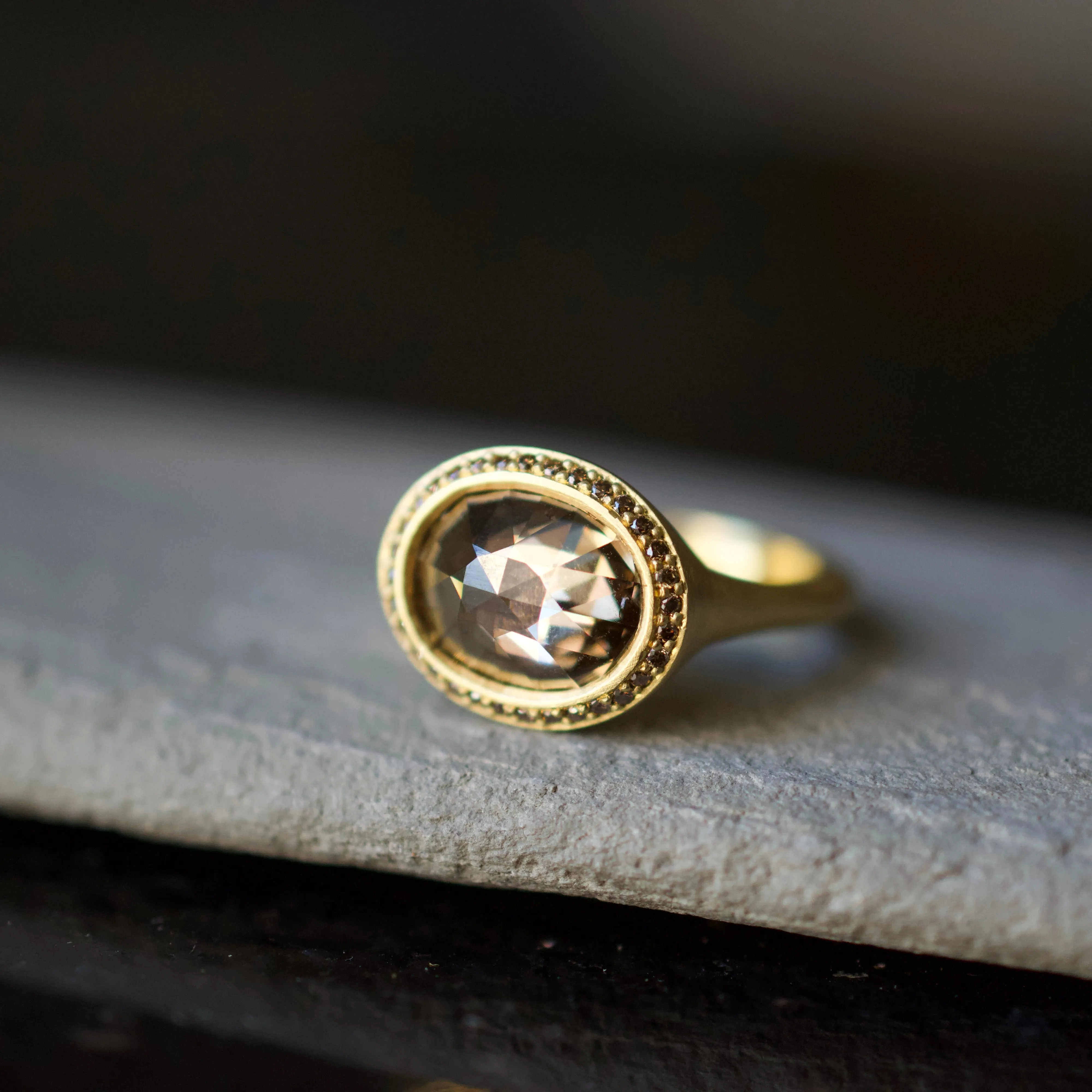 3ct Rose Cut Champagne Diamond Ring