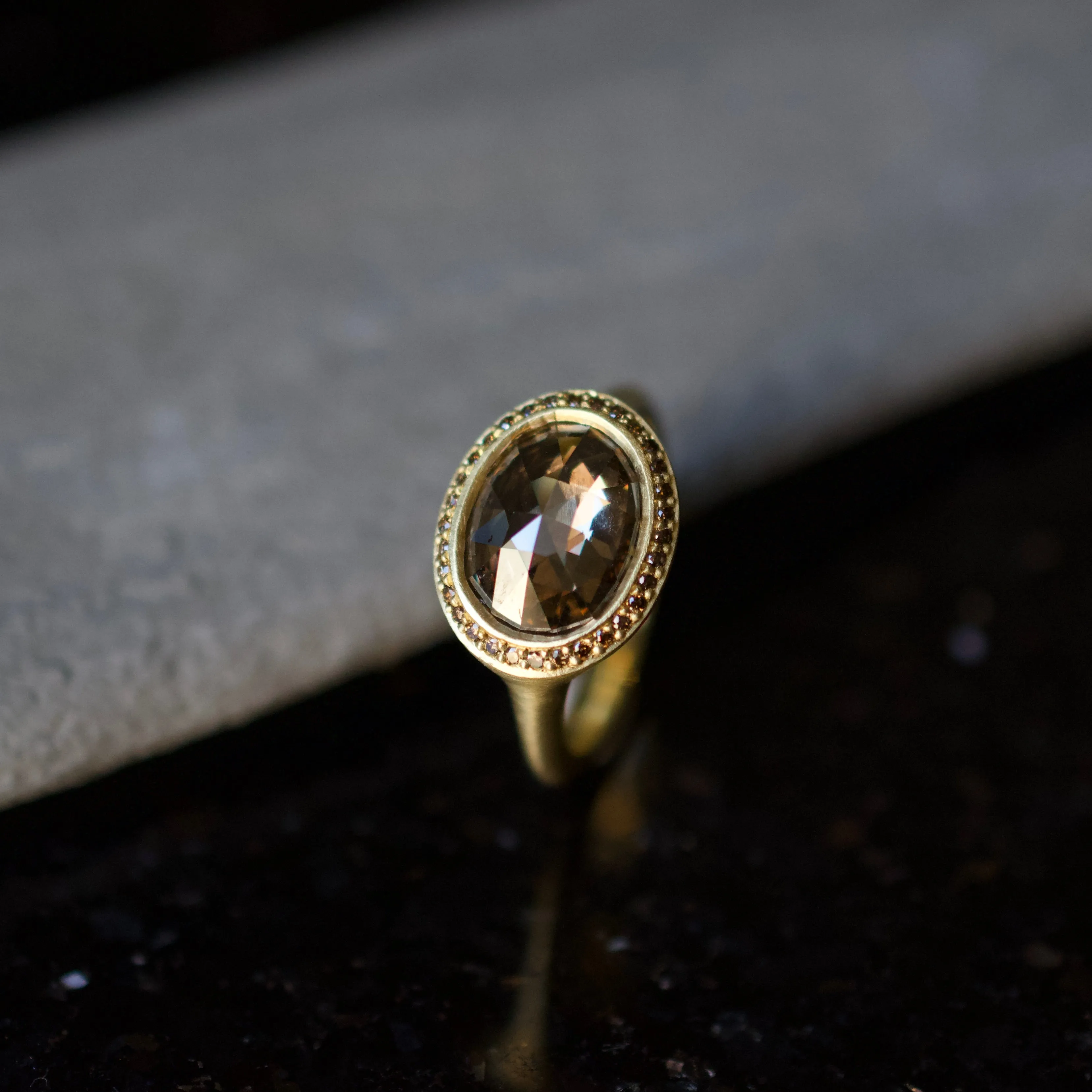 3ct Rose Cut Champagne Diamond Ring