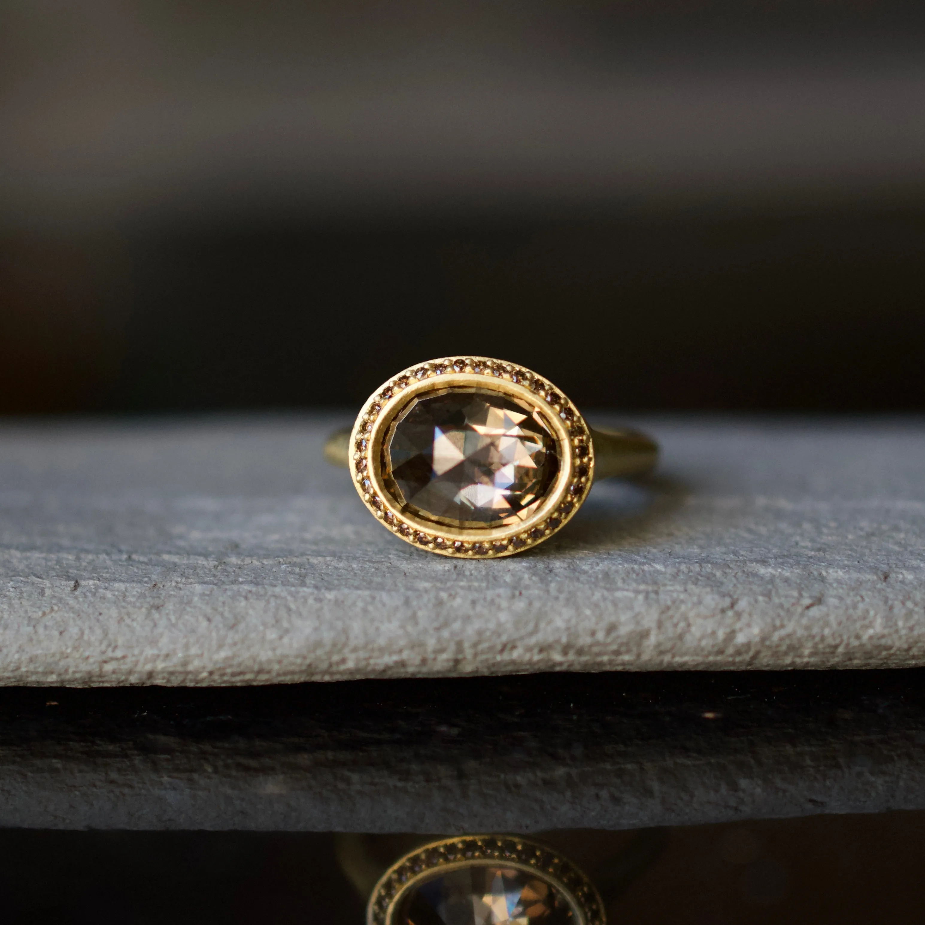 3ct Rose Cut Champagne Diamond Ring