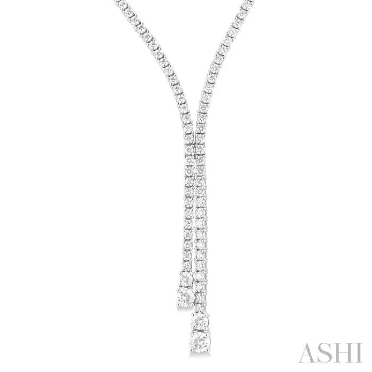 4 1/2 ctw Y-Split Round Cut Diamond Lariat Necklace in 14K White Gold