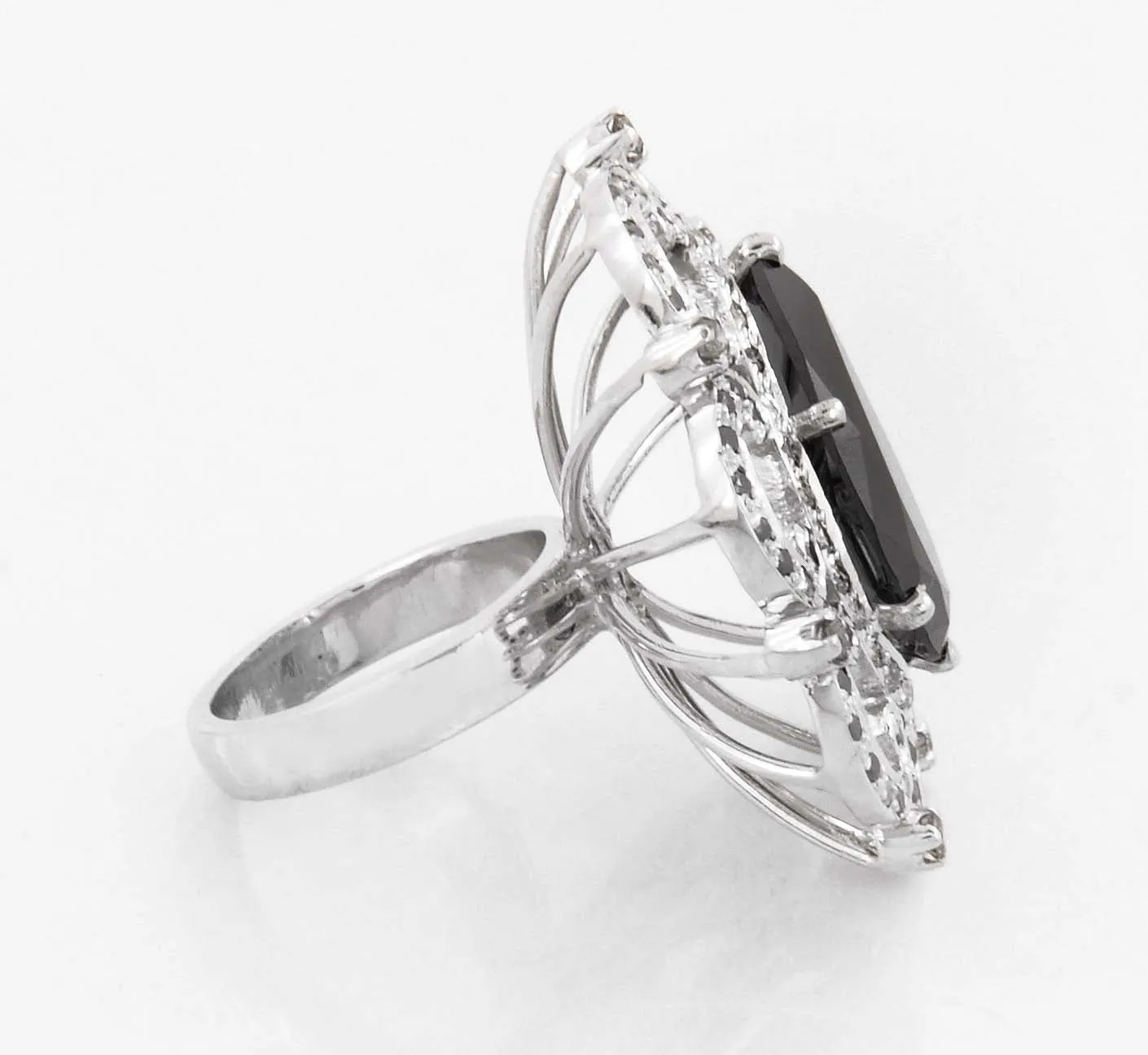 4.50 Ct Gorgeous Black Diamond Designer Ring with Diamond Accents, Excellent Cut & Beautiful Gift for Anniversary, Wedding