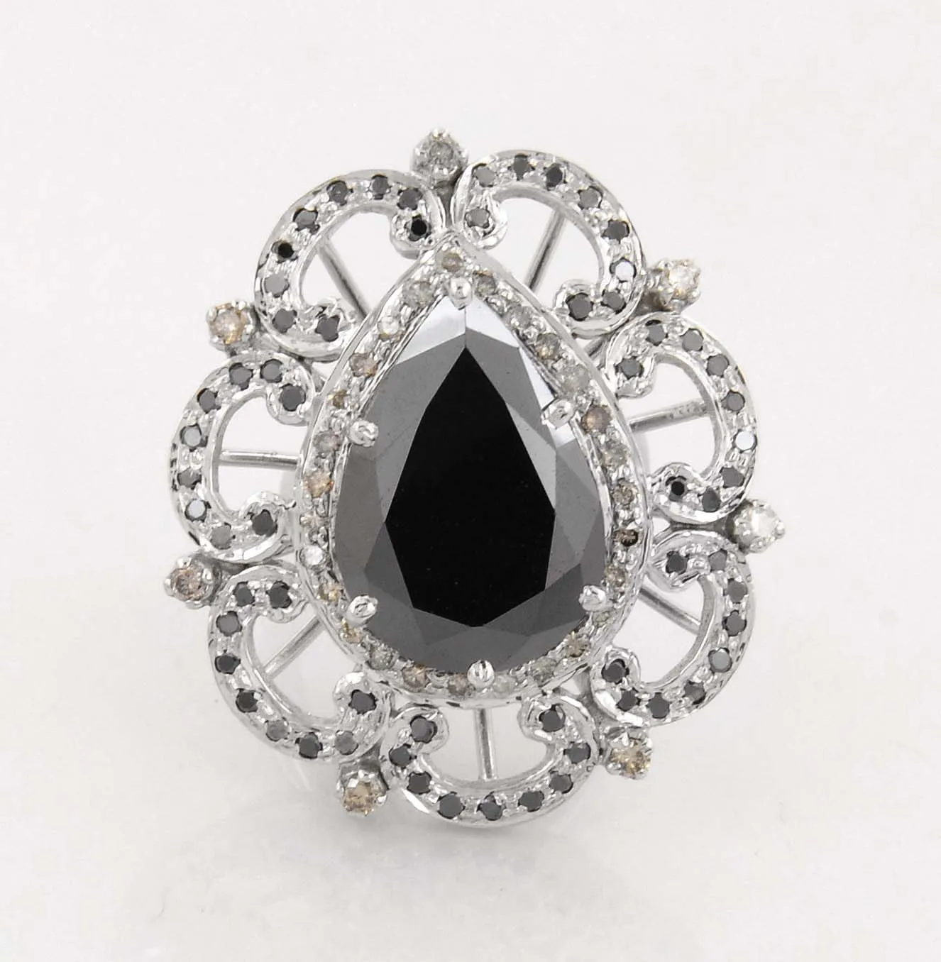 4.50 Ct Gorgeous Black Diamond Designer Ring with Diamond Accents, Excellent Cut & Beautiful Gift for Anniversary, Wedding
