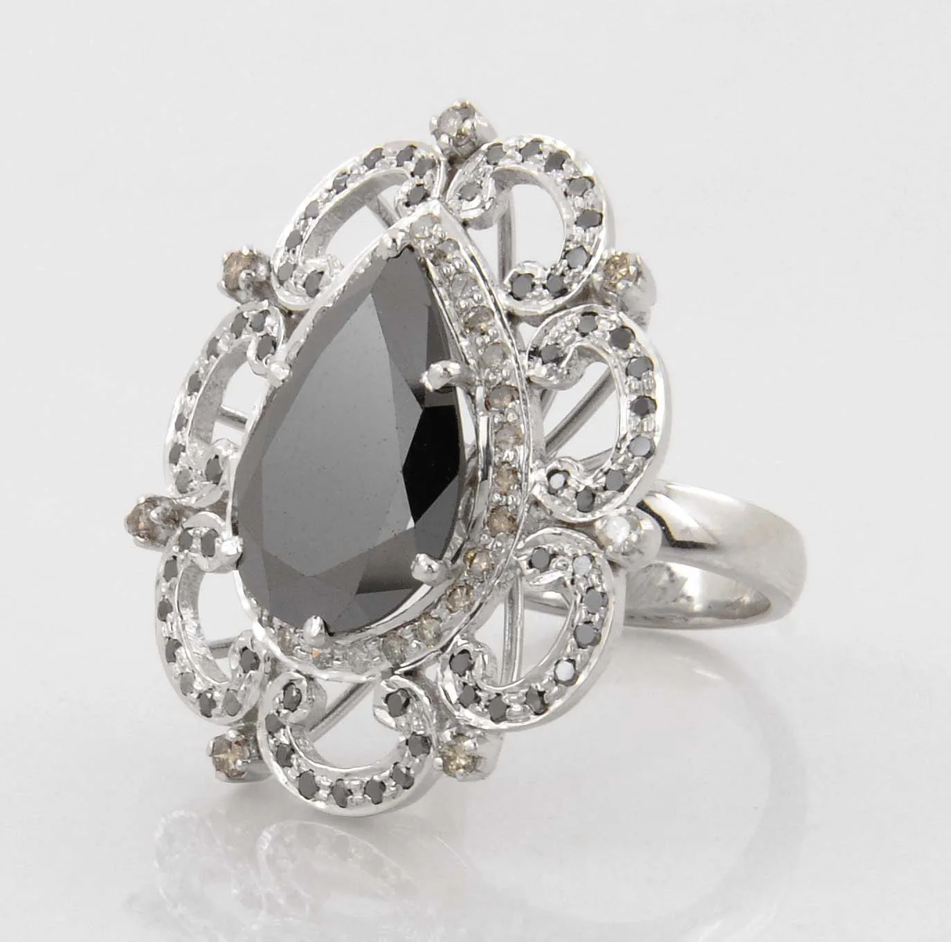 4.50 Ct Gorgeous Black Diamond Designer Ring with Diamond Accents, Excellent Cut & Beautiful Gift for Anniversary, Wedding