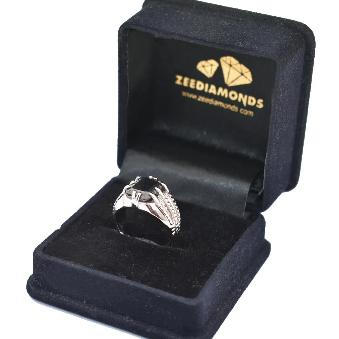 4.50 Ct Radiant Cut Black Diamond Men's Ring in 925 Sterling Silver, AAA Certified! Great Brilliance