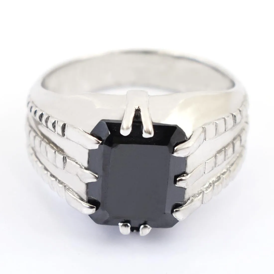 4.50 Ct Radiant Cut Black Diamond Men's Ring in 925 Sterling Silver, AAA Certified! Great Brilliance