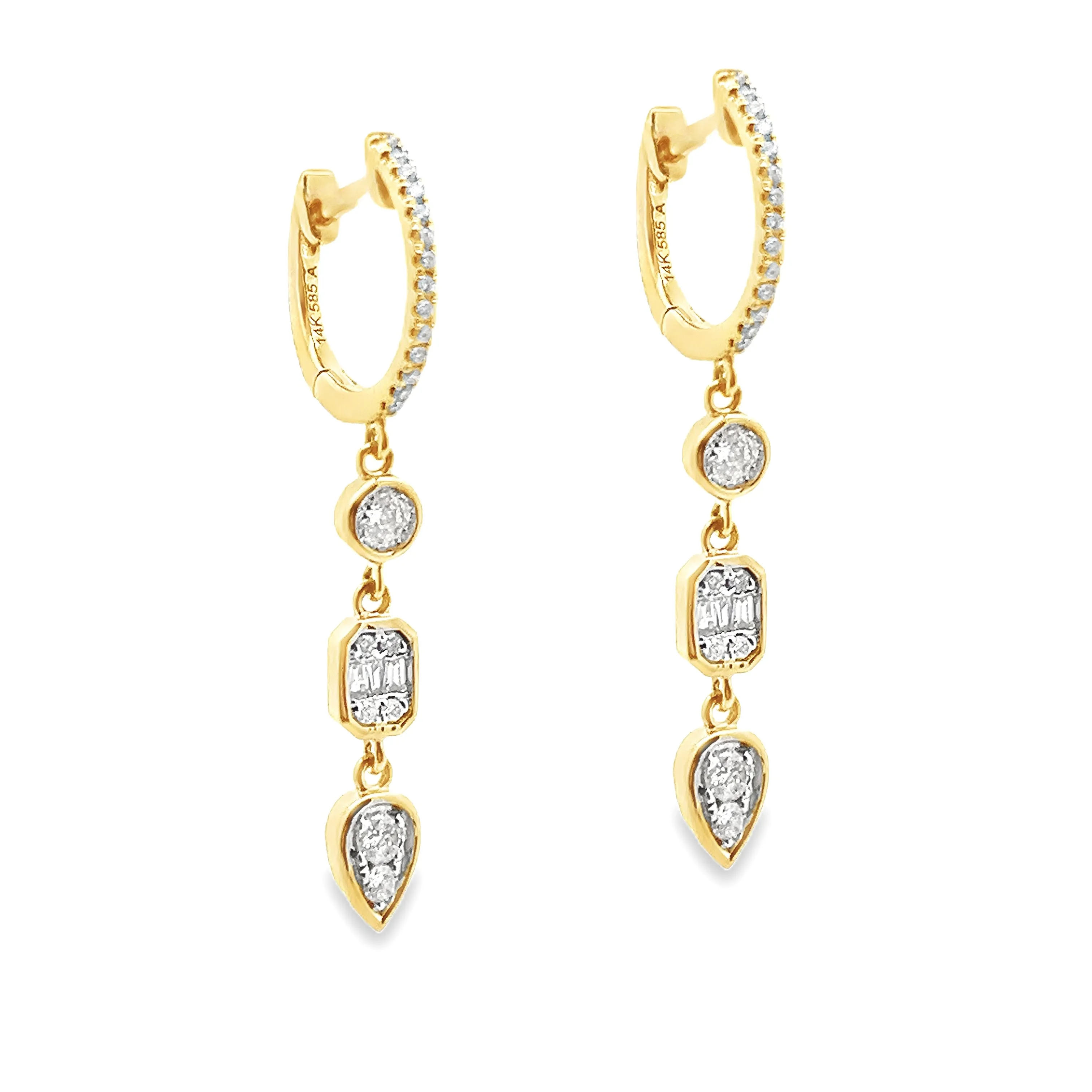 .47ct 14k Yellow Gold Diamond Drop Earrings