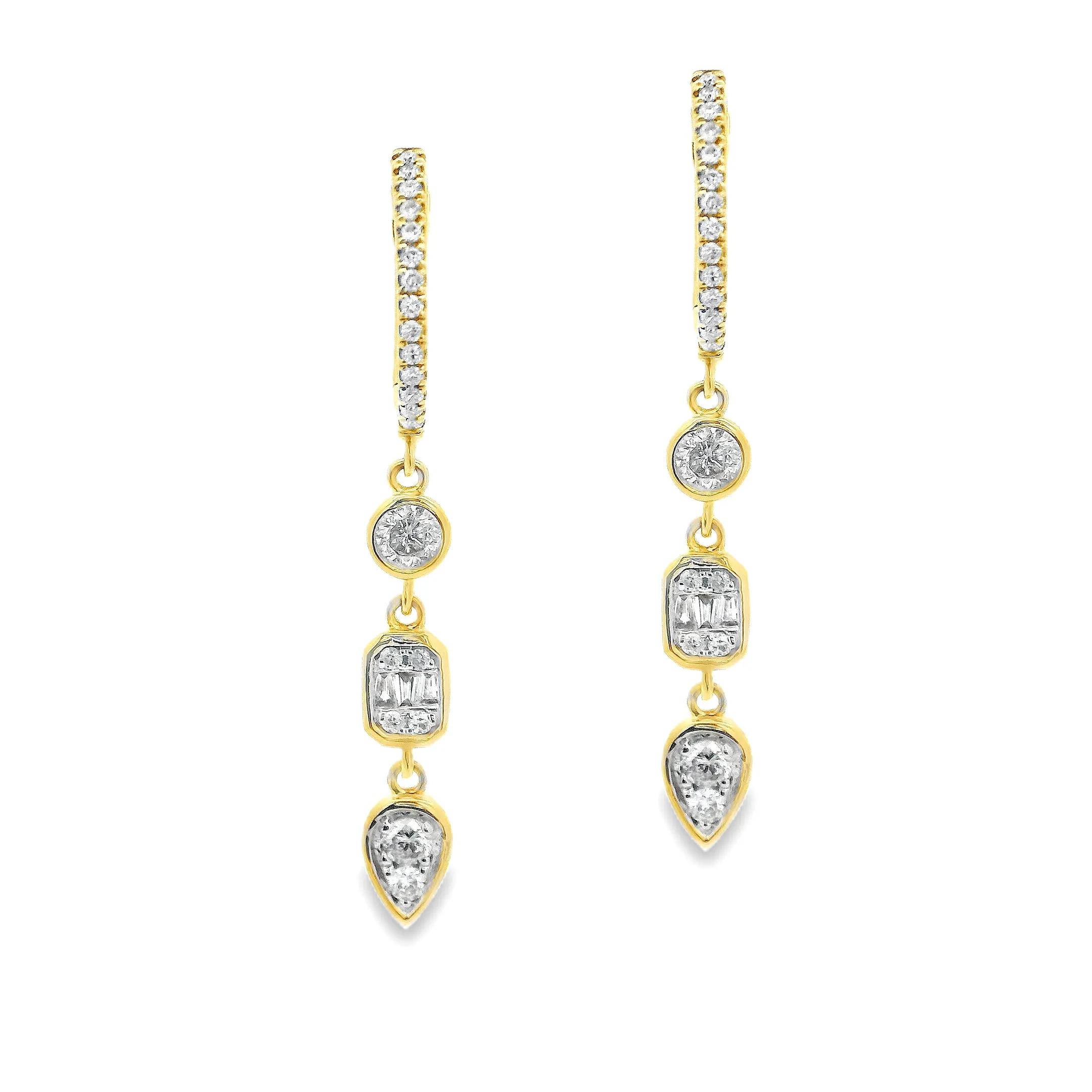 .47ct 14k Yellow Gold Diamond Drop Earrings