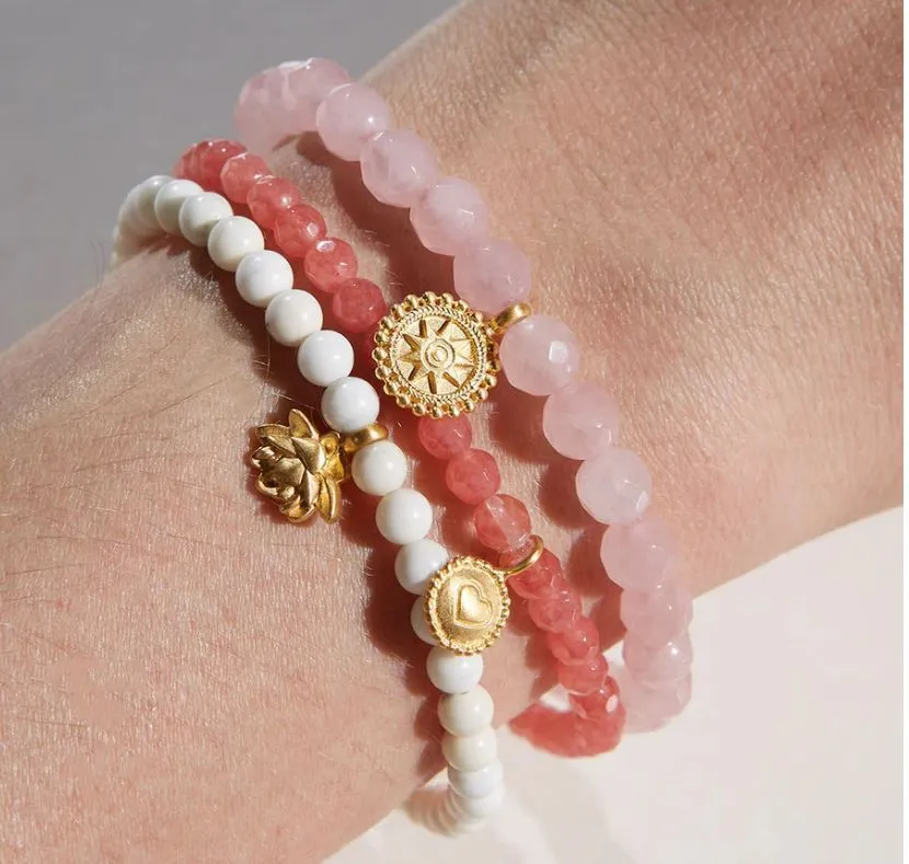 4mm White Turquoise Lotus Stretch Bracelet