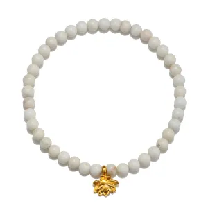 4mm White Turquoise Lotus Stretch Bracelet