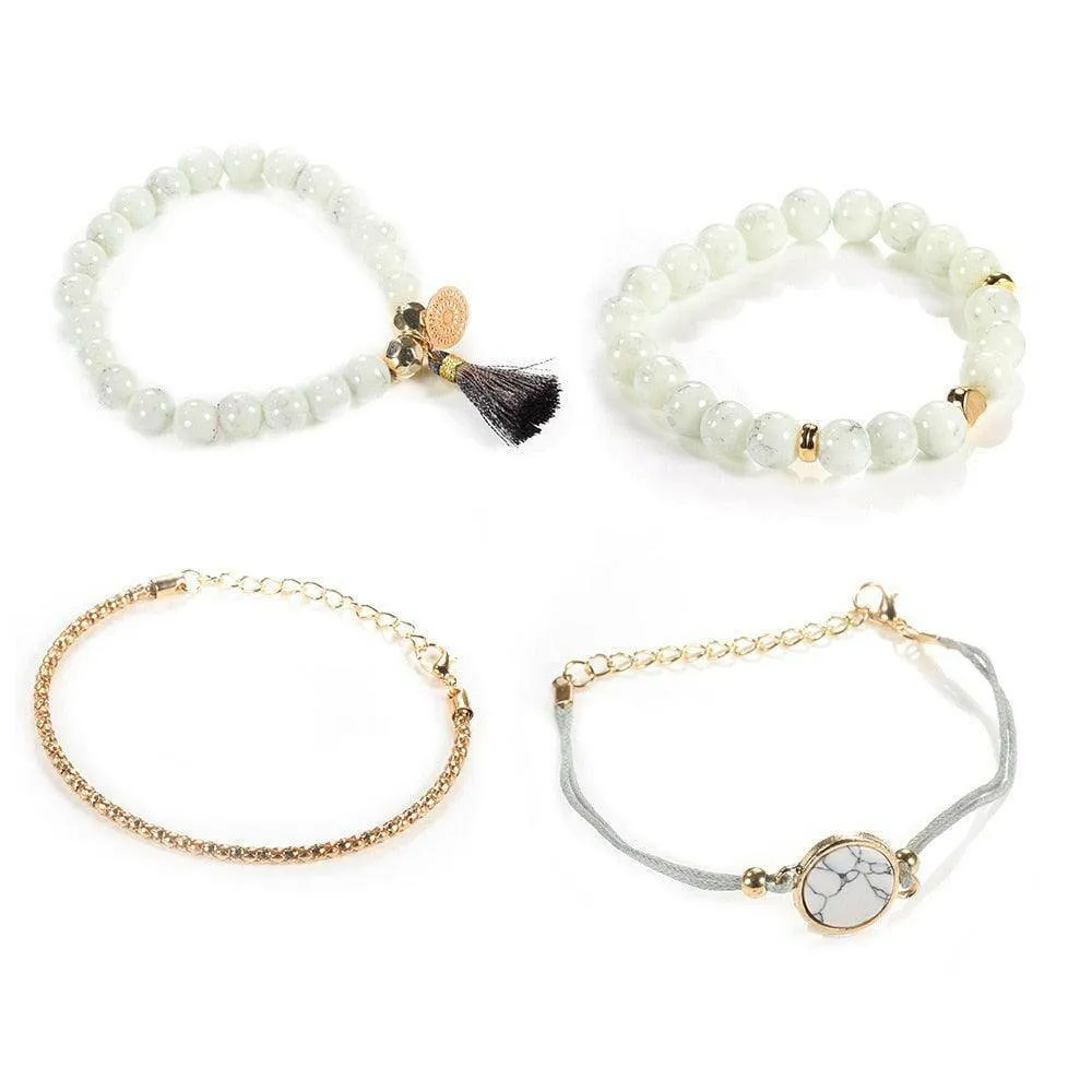 4pcs/Set Bohemian Stone beads bracelets