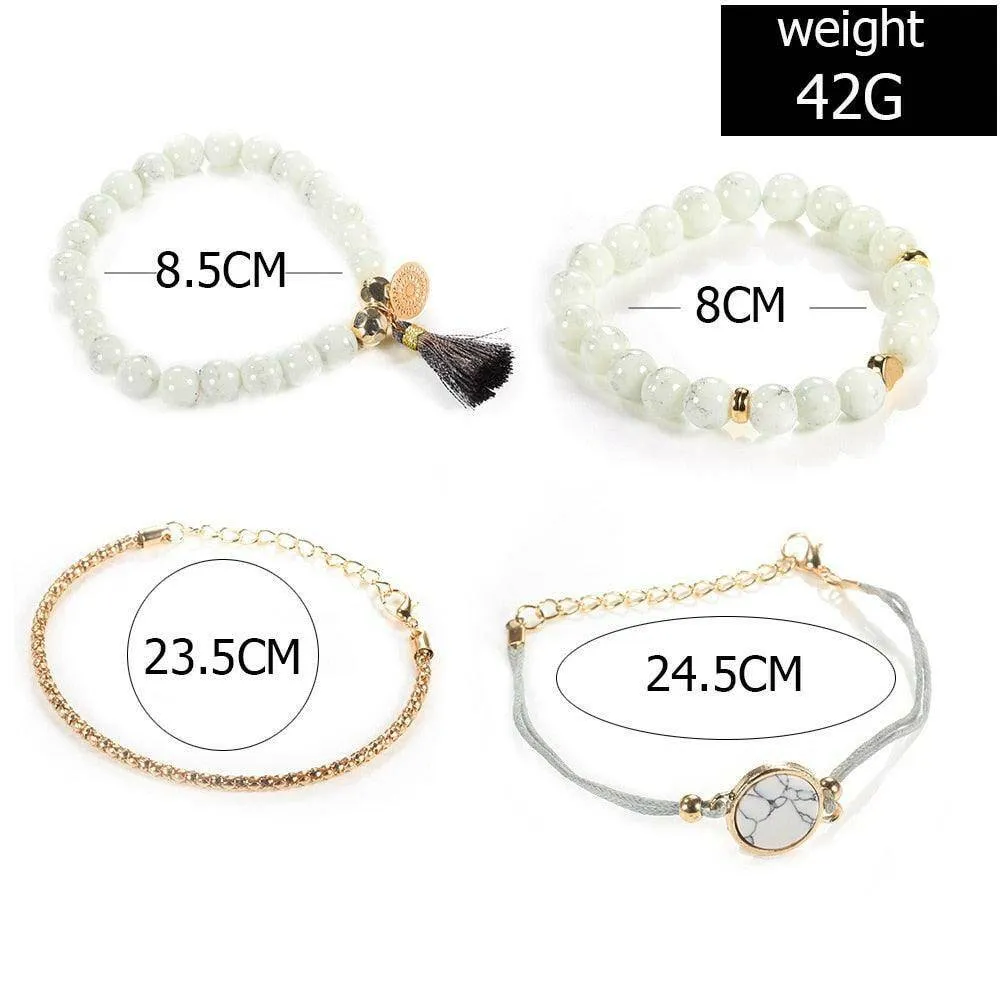 4pcs/Set Bohemian Stone beads bracelets