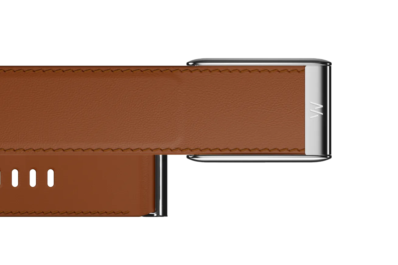 5.0 LeatherLuxe Straight Band | Chestnut/Cream with Titanium