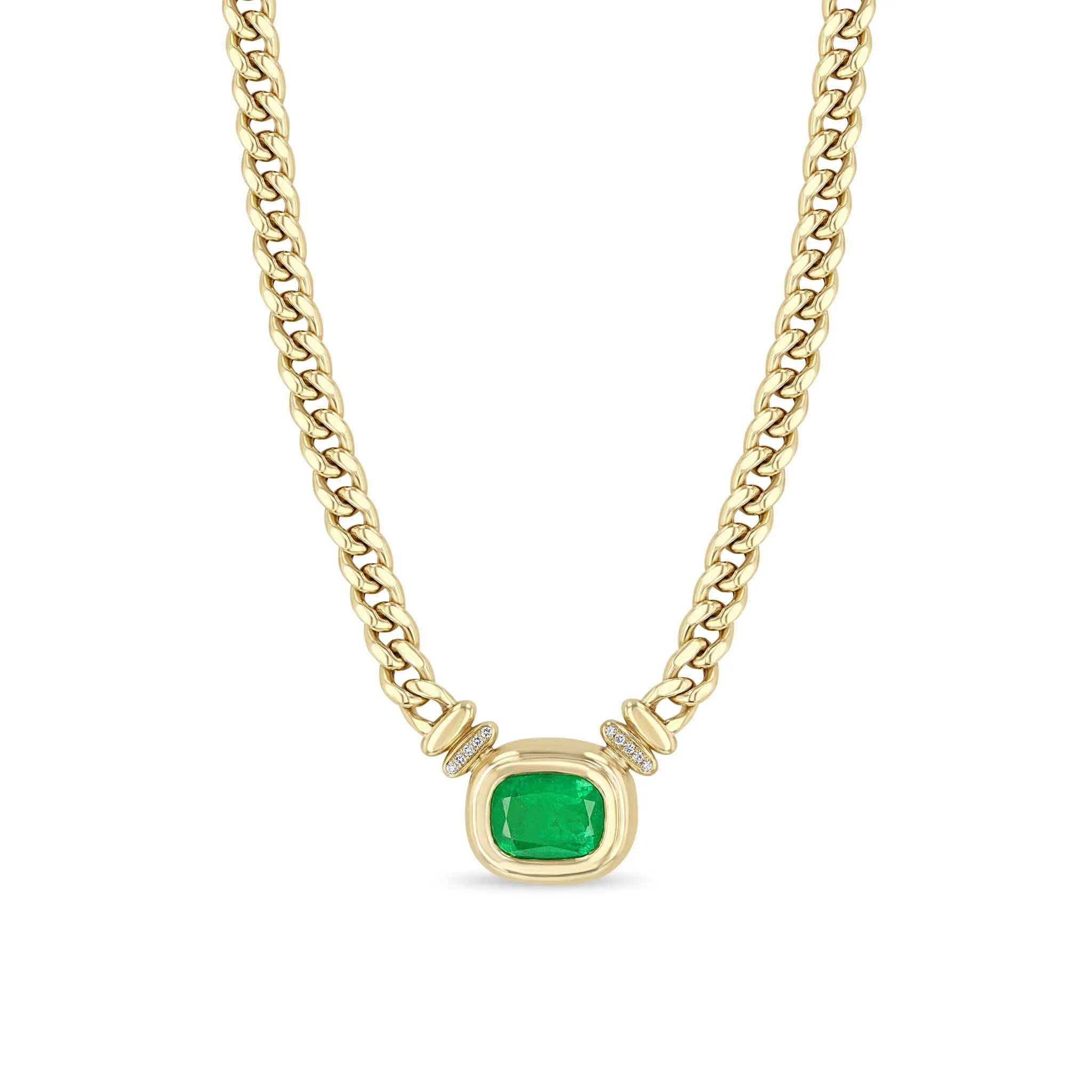 5.30 ctw Radiant Emerald Bezel Curb Chain Necklace
