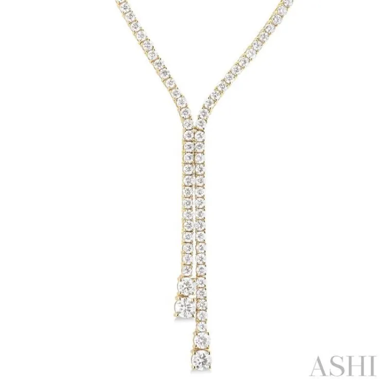 6 1/2 ctw Y-Split Round Cut Diamond Lariat Necklace in 14K Yellow Gold