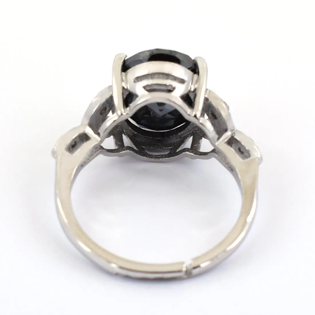 6 Ct Certified Lovely Black Diamond Ring With Diamond Accents, Great Shine & Excellent Cut