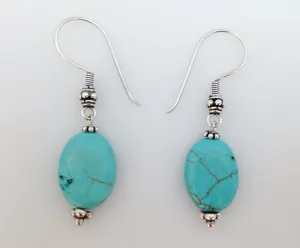 925 Bali Sterling Silver and Natural Turquoise Earrings