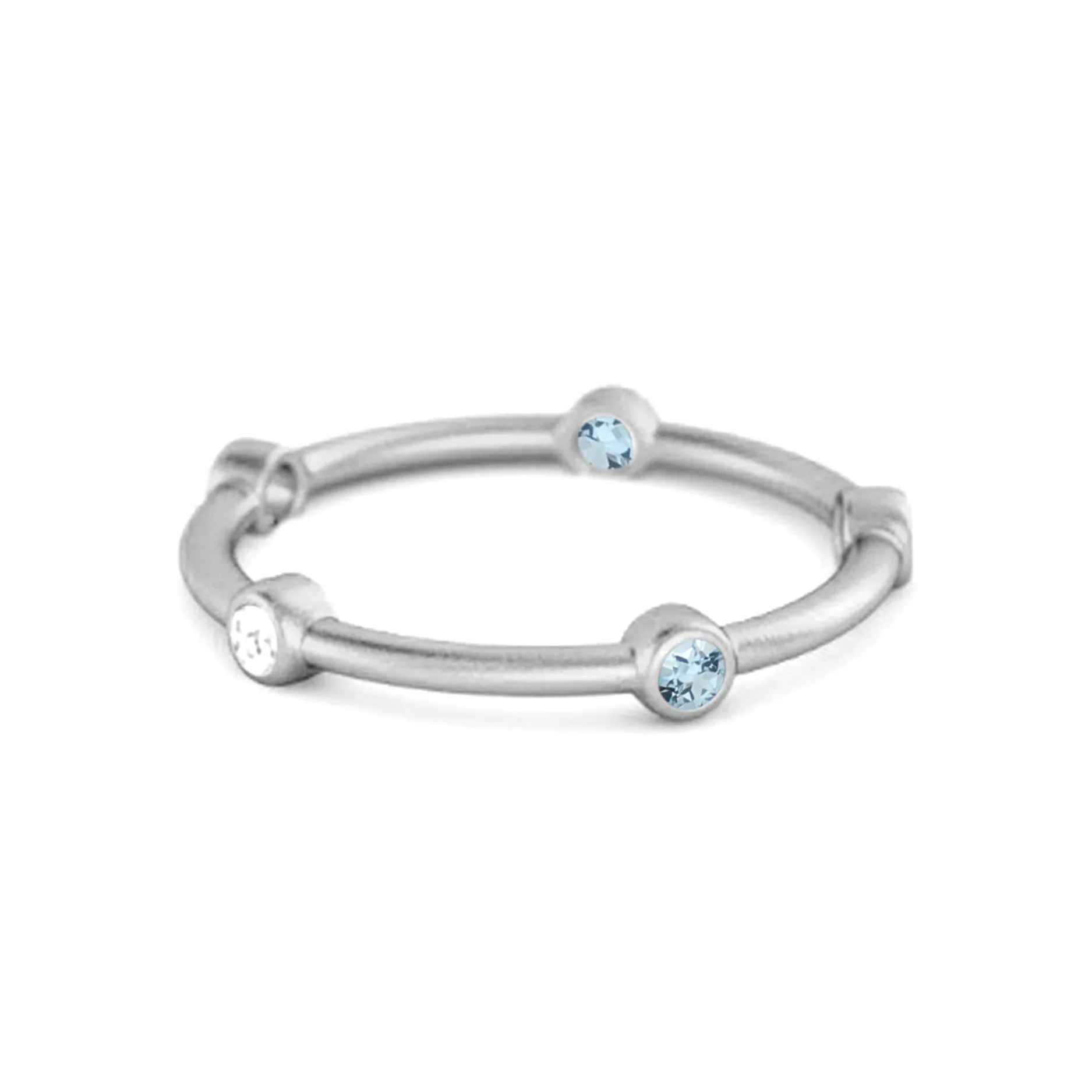 925 Sterling Silver 0.30 Ct Blue Topaz Stackable Wedding Ring