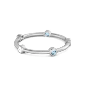 925 Sterling Silver 0.30 Ct Blue Topaz Stackable Wedding Ring