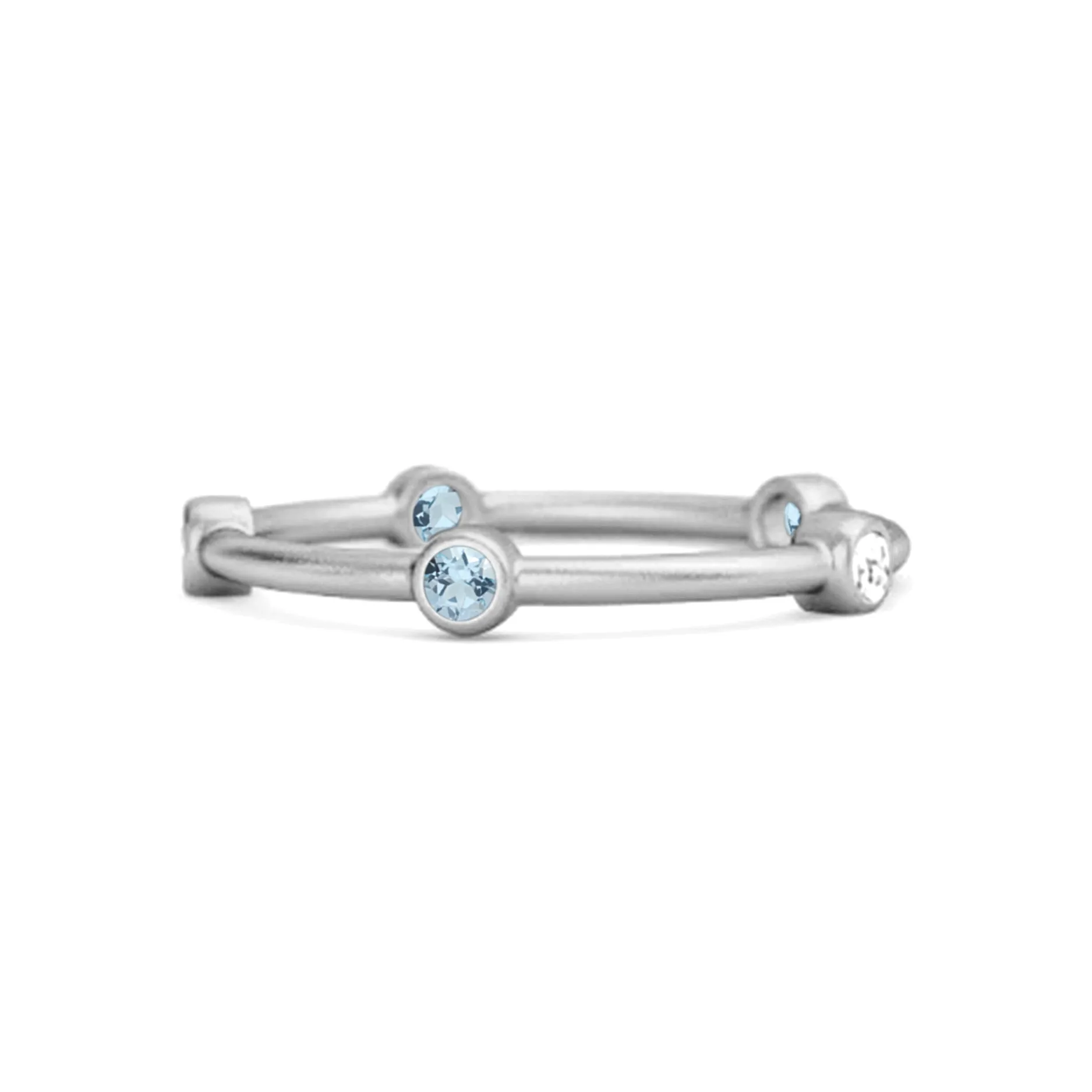 925 Sterling Silver 0.30 Ct Blue Topaz Stackable Wedding Ring