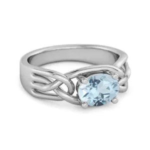 925 Sterling Silver 0.50 Ctw Blue Topaz Horizontal Set Engagement Ring