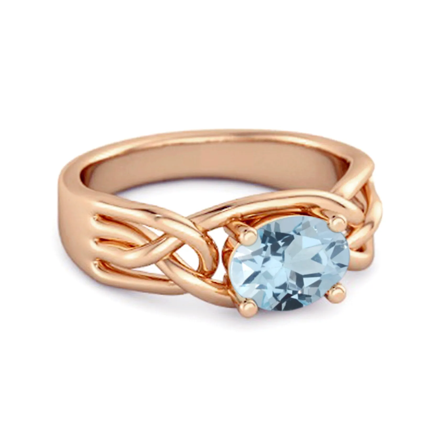 925 Sterling Silver 0.50 Ctw Blue Topaz Horizontal Set Engagement Ring