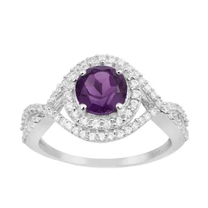 925 Sterling Silver 1.50 Ctw Amethyst Women Wedding Rings
