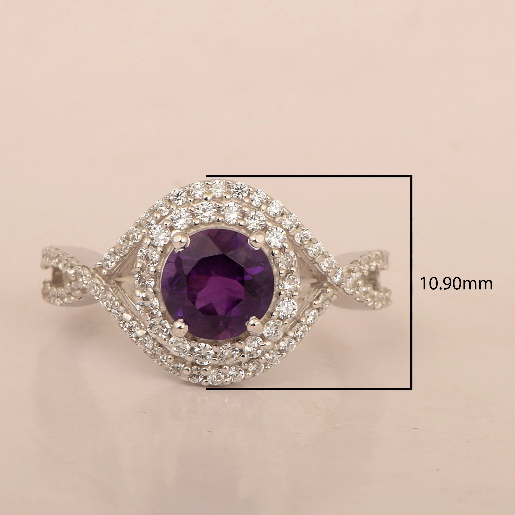 925 Sterling Silver 1.50 Ctw Amethyst Women Wedding Rings