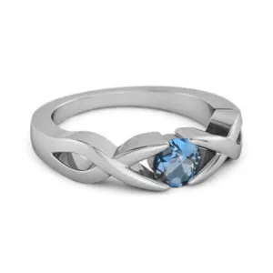 925 Sterling Silver 3.00 Mm Round London Blue Topaz Stackable Women Ring