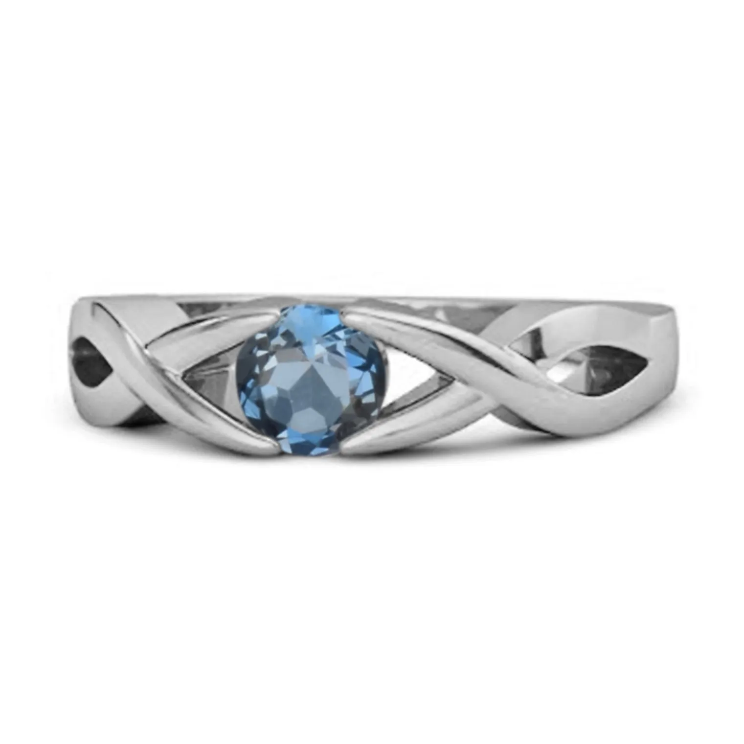 925 Sterling Silver 3.00 Mm Round London Blue Topaz Stackable Women Ring