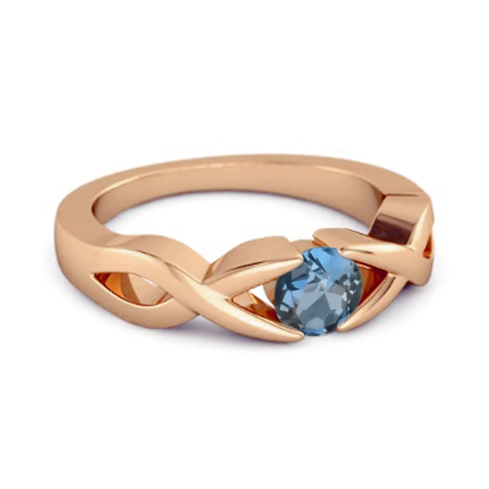 925 Sterling Silver 3.00 Mm Round London Blue Topaz Stackable Women Ring