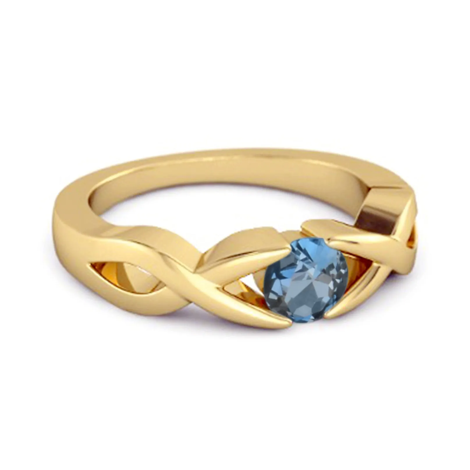 925 Sterling Silver 3.00 Mm Round London Blue Topaz Stackable Women Ring