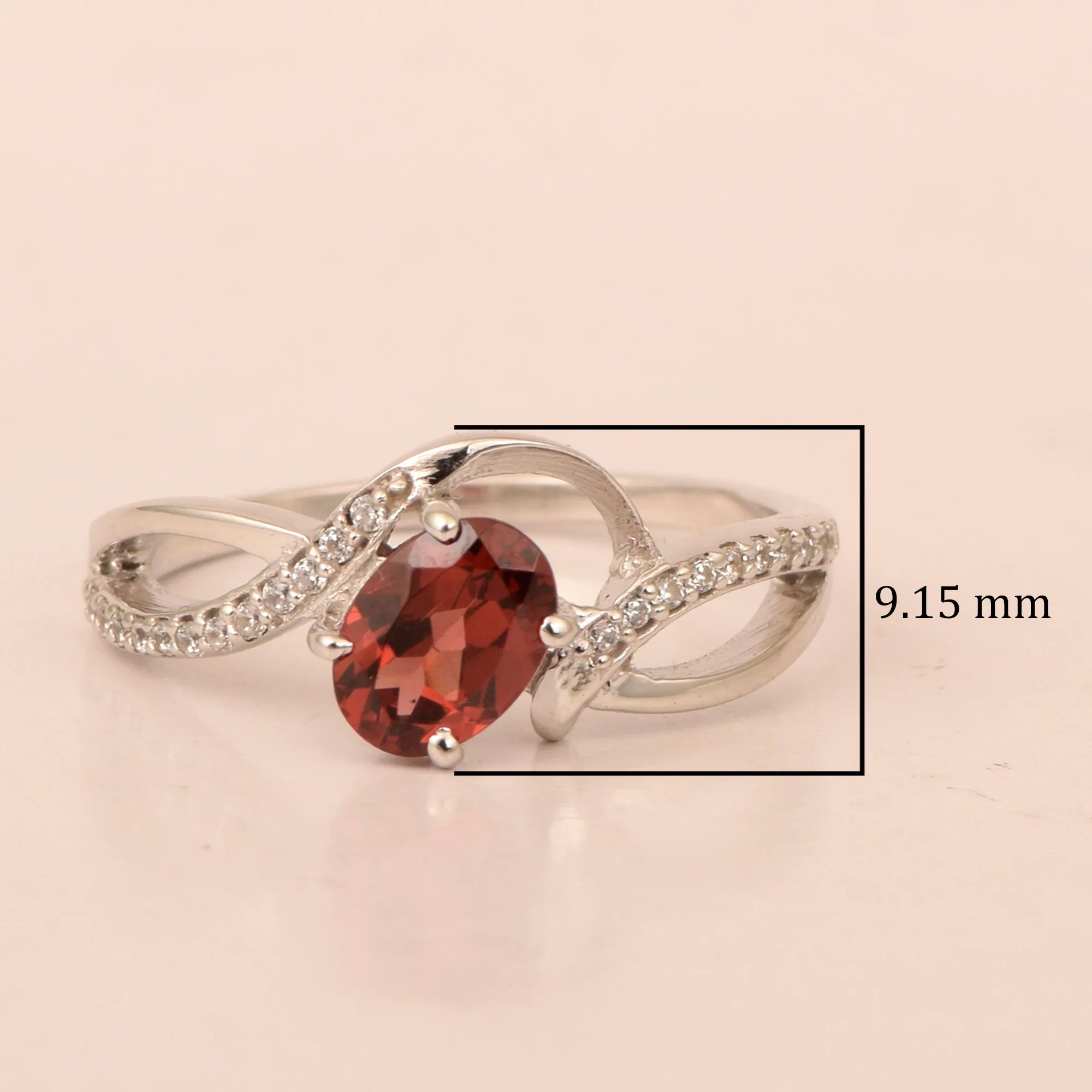925 Sterling Silver Oval 7X5MM Garnet Birthstone Rings