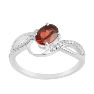 925 Sterling Silver Oval 7X5MM Garnet Birthstone Rings