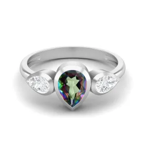 925 Sterling Silver Pear Shaped Mystic Topaz 1.25 Cts Ring