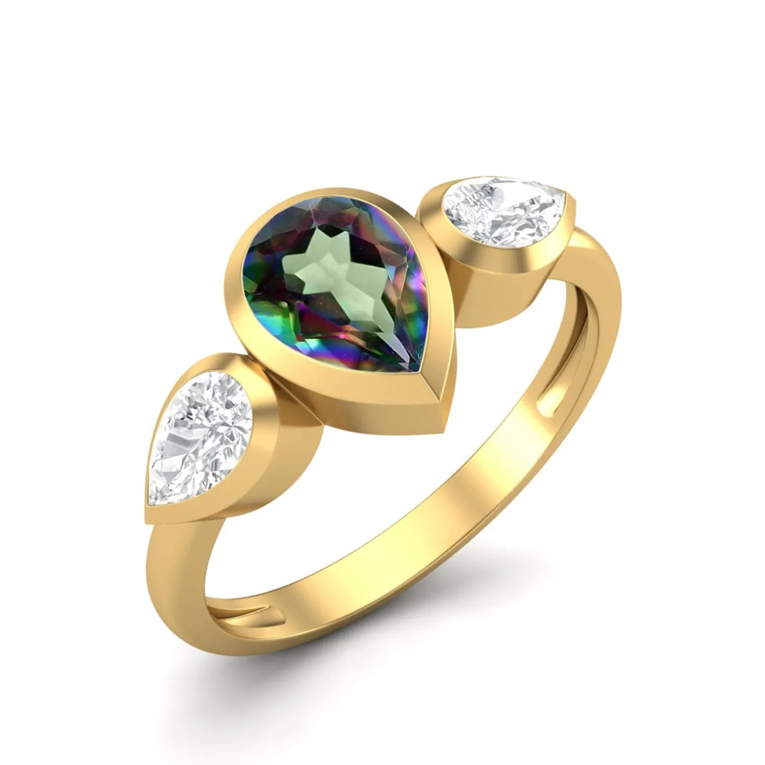 925 Sterling Silver Pear Shaped Mystic Topaz 1.25 Cts Ring