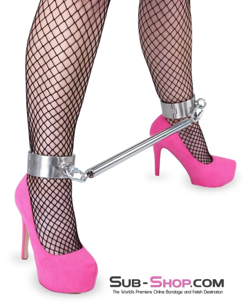9991M-SIS      Stainless Steel Spreader Bar with Detachable Heavy Sissy Bondage Ankle Cuffs