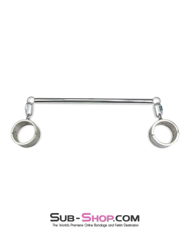 9991M-SIS      Stainless Steel Spreader Bar with Detachable Heavy Sissy Bondage Ankle Cuffs