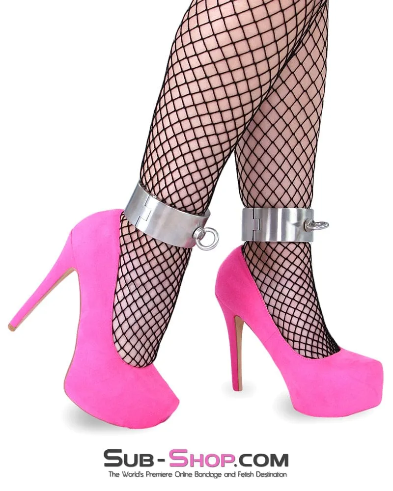9991M-SIS      Stainless Steel Spreader Bar with Detachable Heavy Sissy Bondage Ankle Cuffs